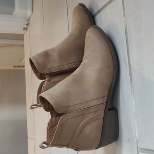 G by Guess tan faux letter ankle boots